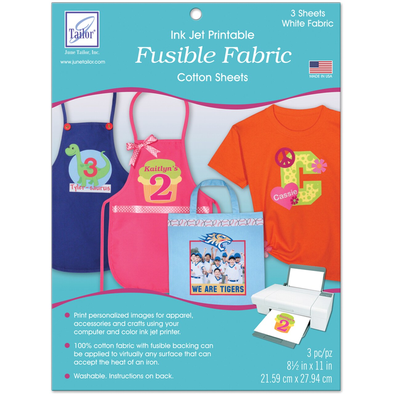 June Tailor Fusible Fabric Ink Jet Cotton Sheets 3/Pkg-White, 8.5"X11"